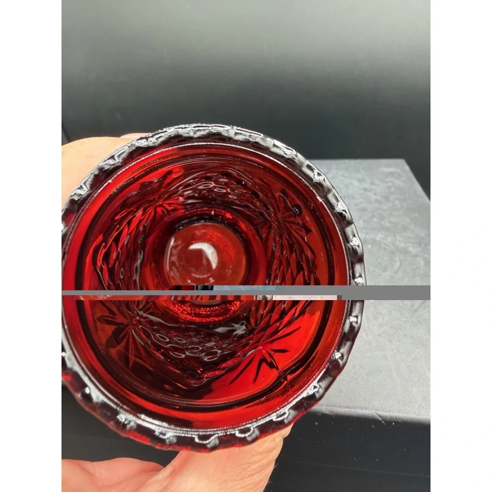 ❤️Vintage Ruby Red Pressed Glass Toothpick / Votive Holder Elegant Collectible